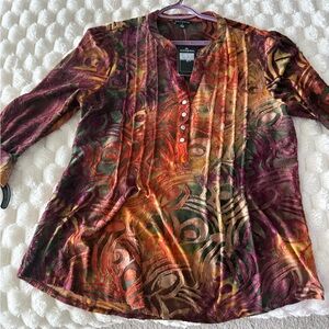 Violet Multi-Color Patterned Women's Tunic Top AVA AND GRACE L